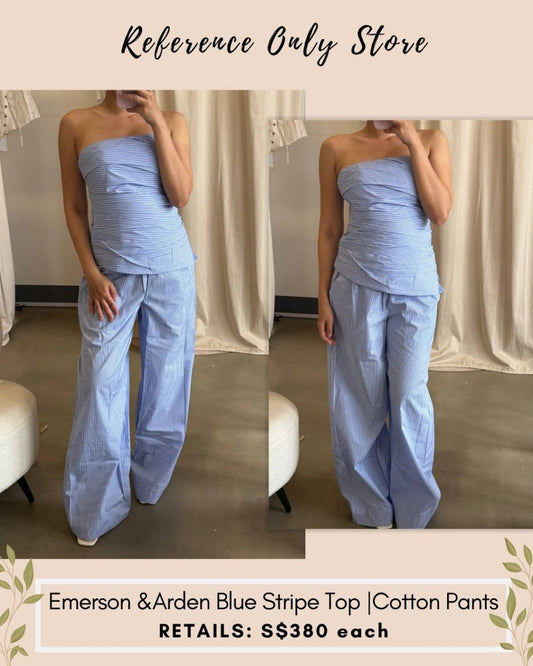 SK Emerson and Arden blue stripe top | cotton pants