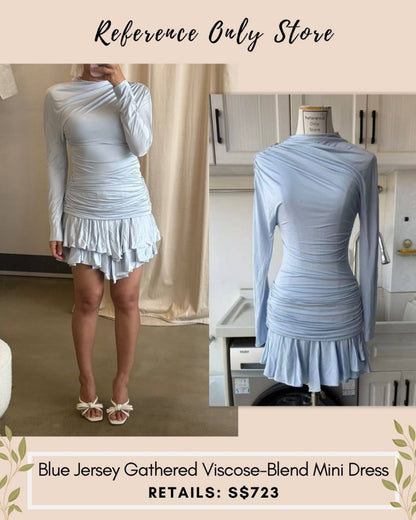 SP Blue jersey gathered viscose blend mini dress
