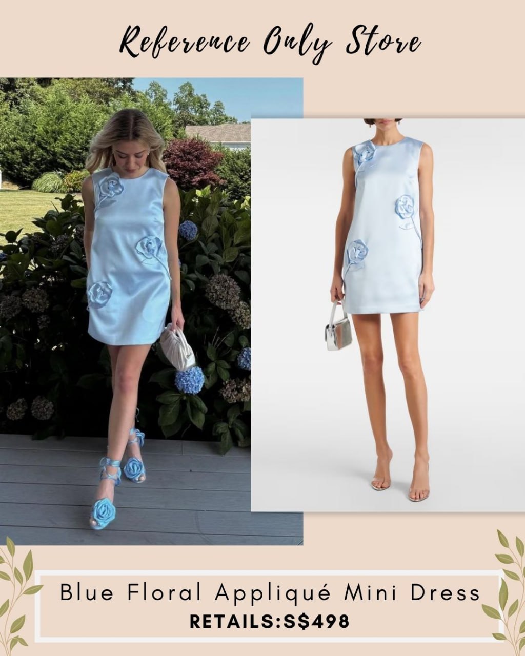 SP Blue floral applique mini dress