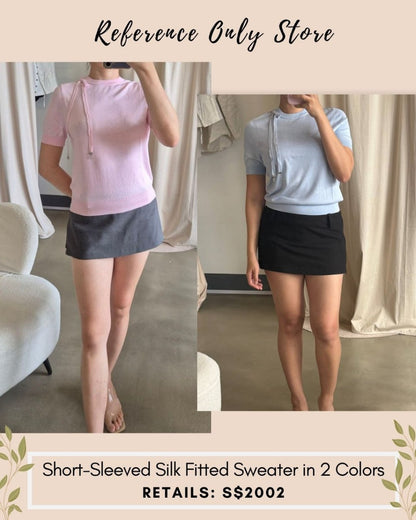 DR short sleeve silk fitted sweater in 2 colors