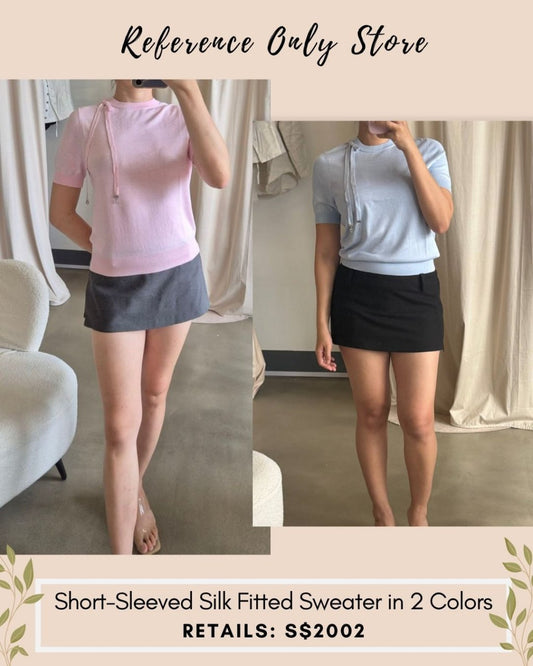 DR short sleeve silk fitted sweater in 2 colors