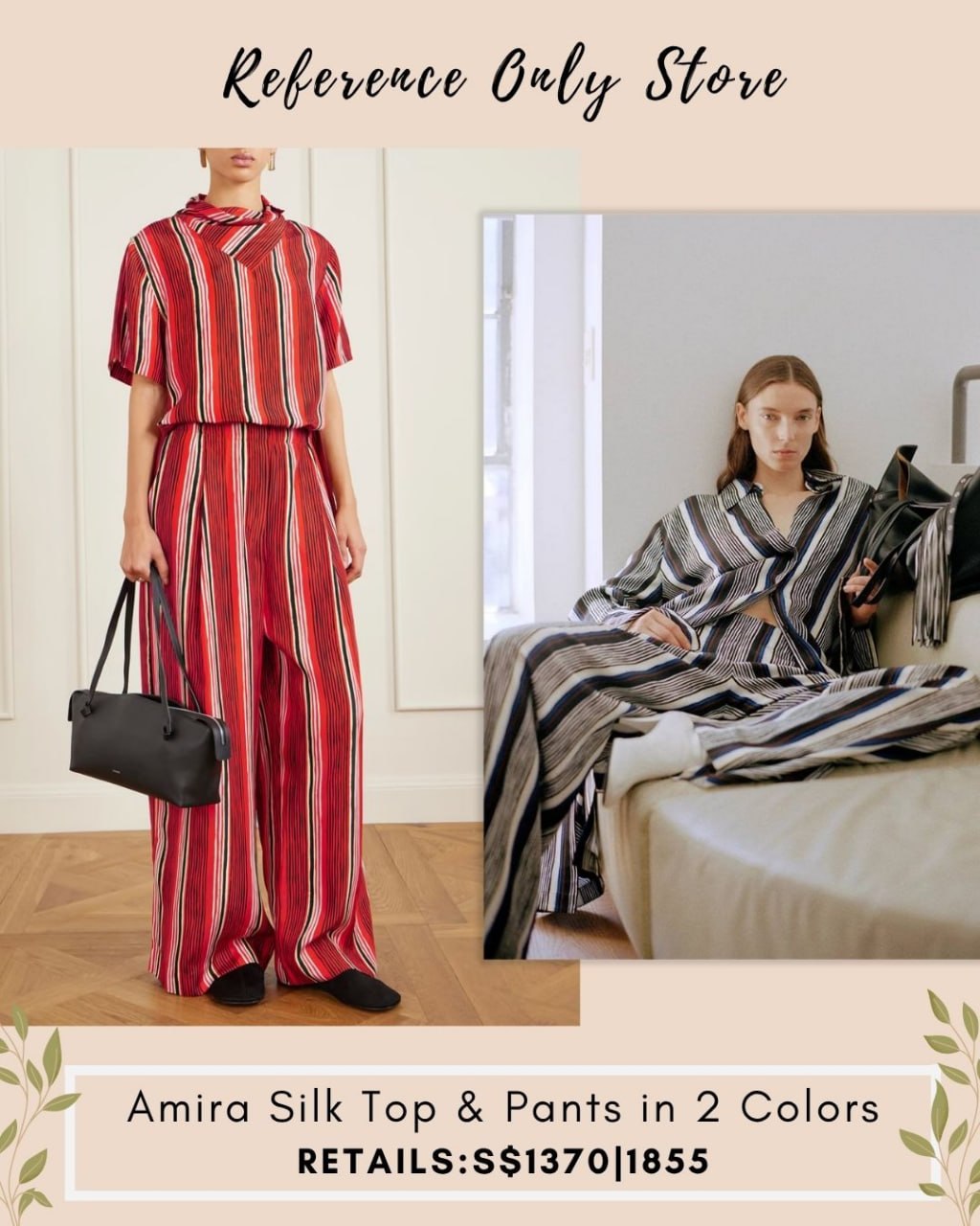 PS Amira silk top and pants in 2 colors