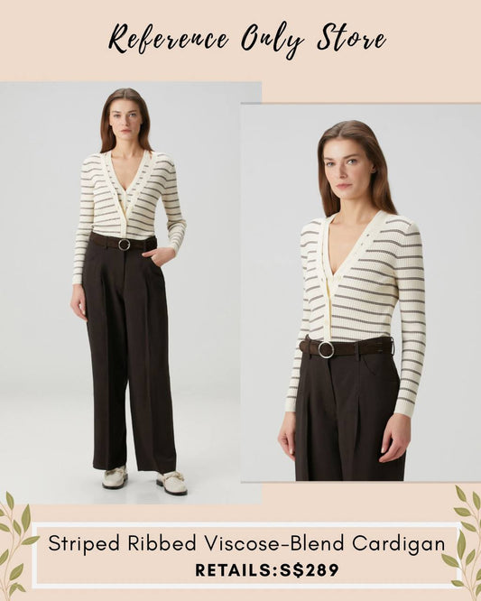 SD Striped ribbed viscose blend cardigan