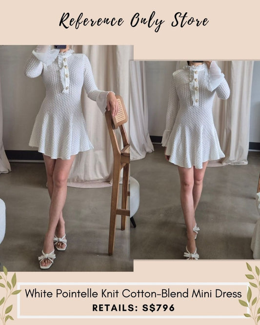 SP white Pointelle knit cotton blend mini dress