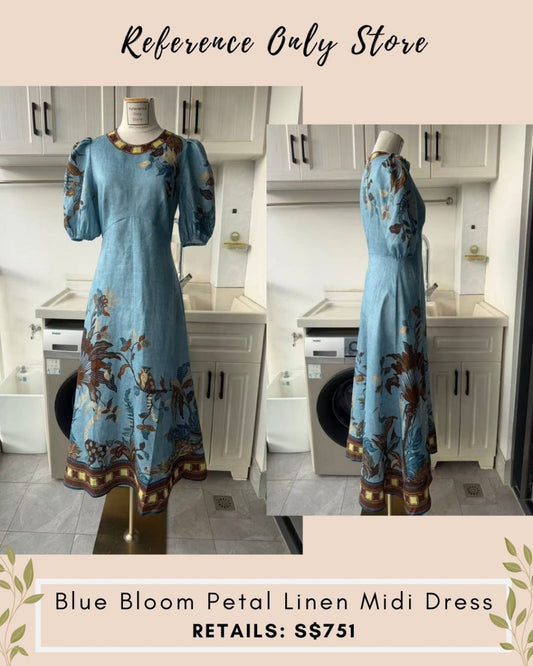 AM Blue Bloom petal linen midi dress