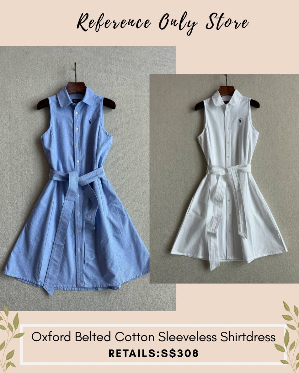 RL Oxford belted cotton sleeveless dress