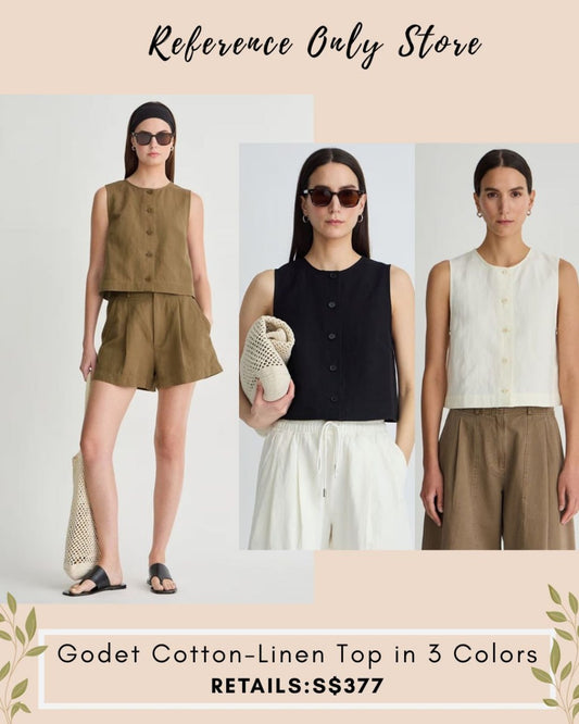AA Godet cotton linen top in 3 colors