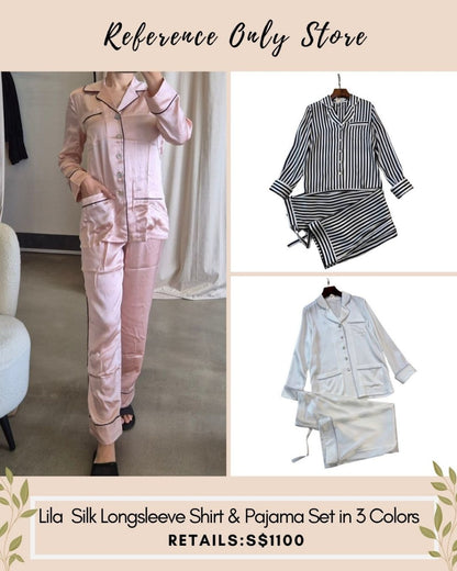 New colors! OVH Yves  pajamas  in silk satin in pink, white, stripe
