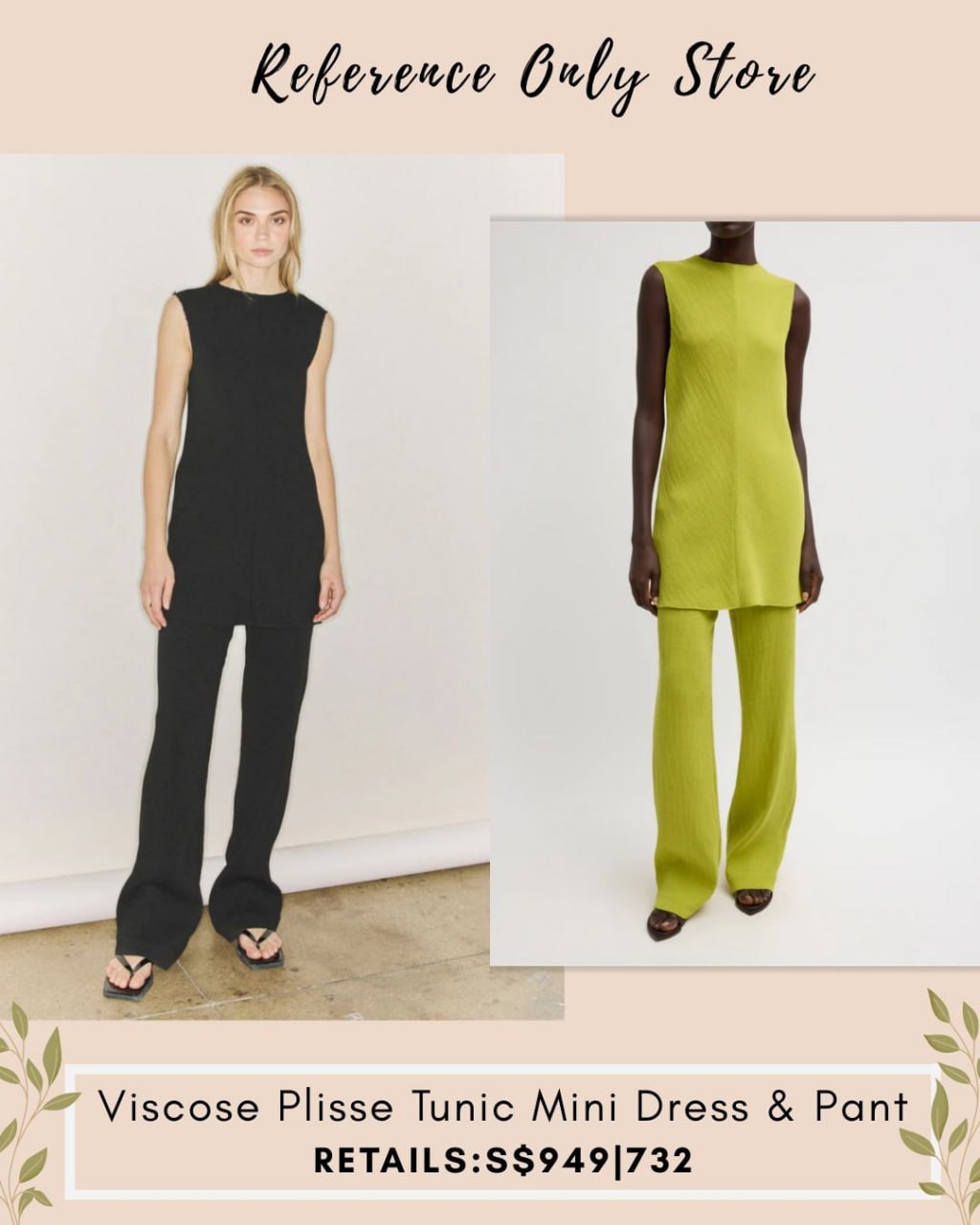 TB Viscose plisse tunic mini dress and pant