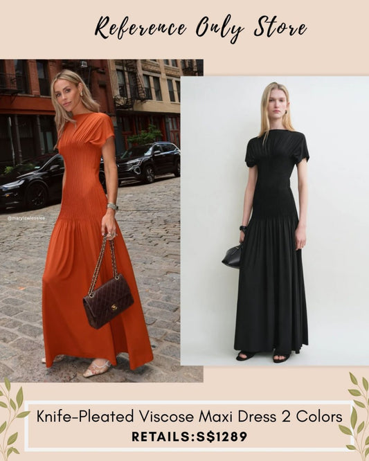 Tot Knife pleated viscose maxi dress