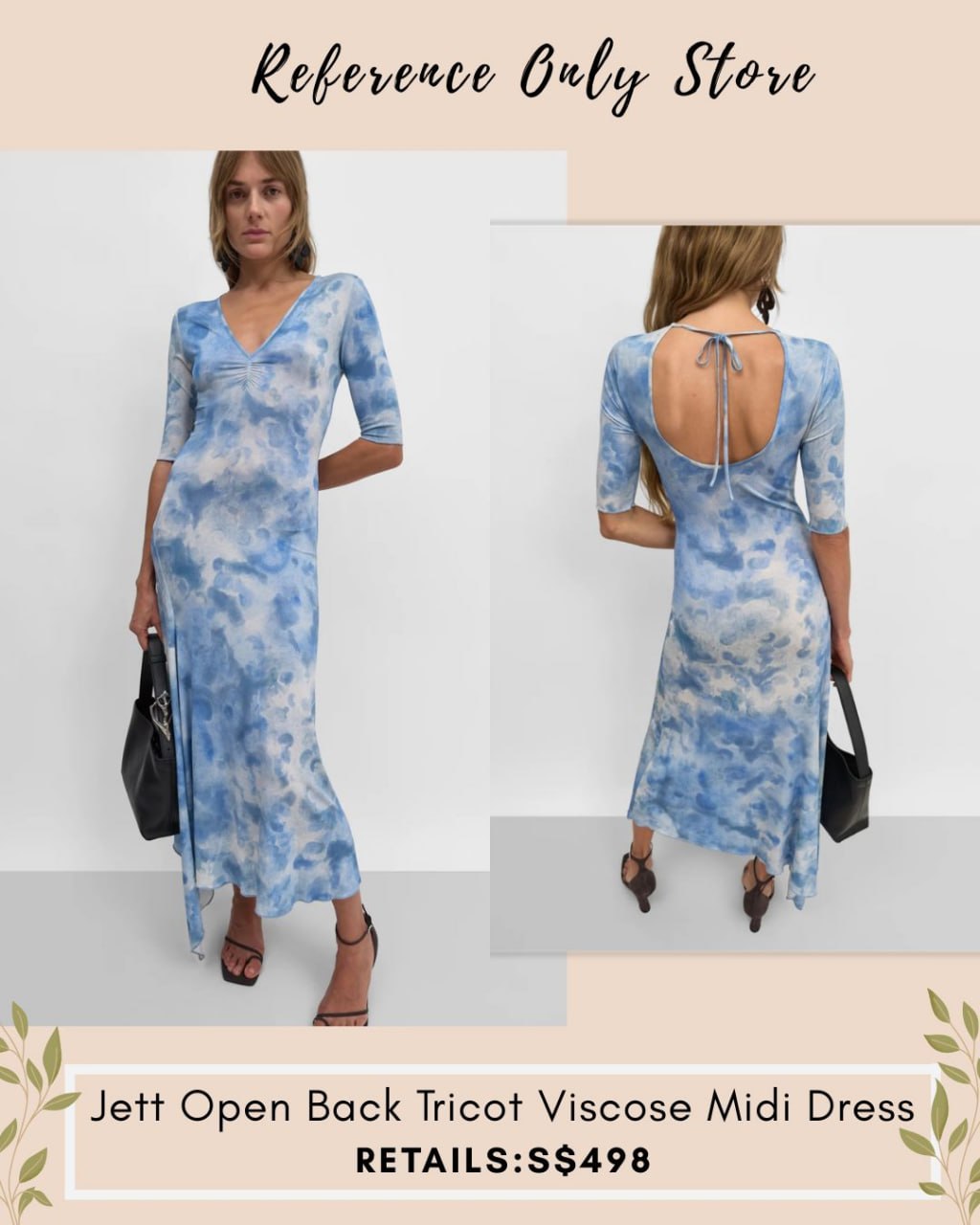 RD Jett Open Back Tricot viscose midi dress