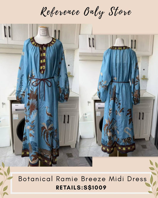 AM botanical ramie breeze midi dress