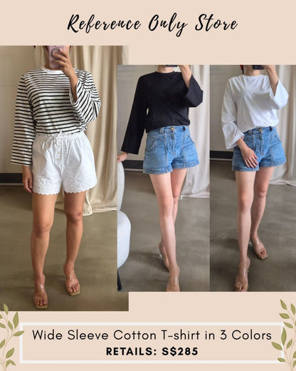 Tot wide sleeve cotton t - shirt in 3 colors