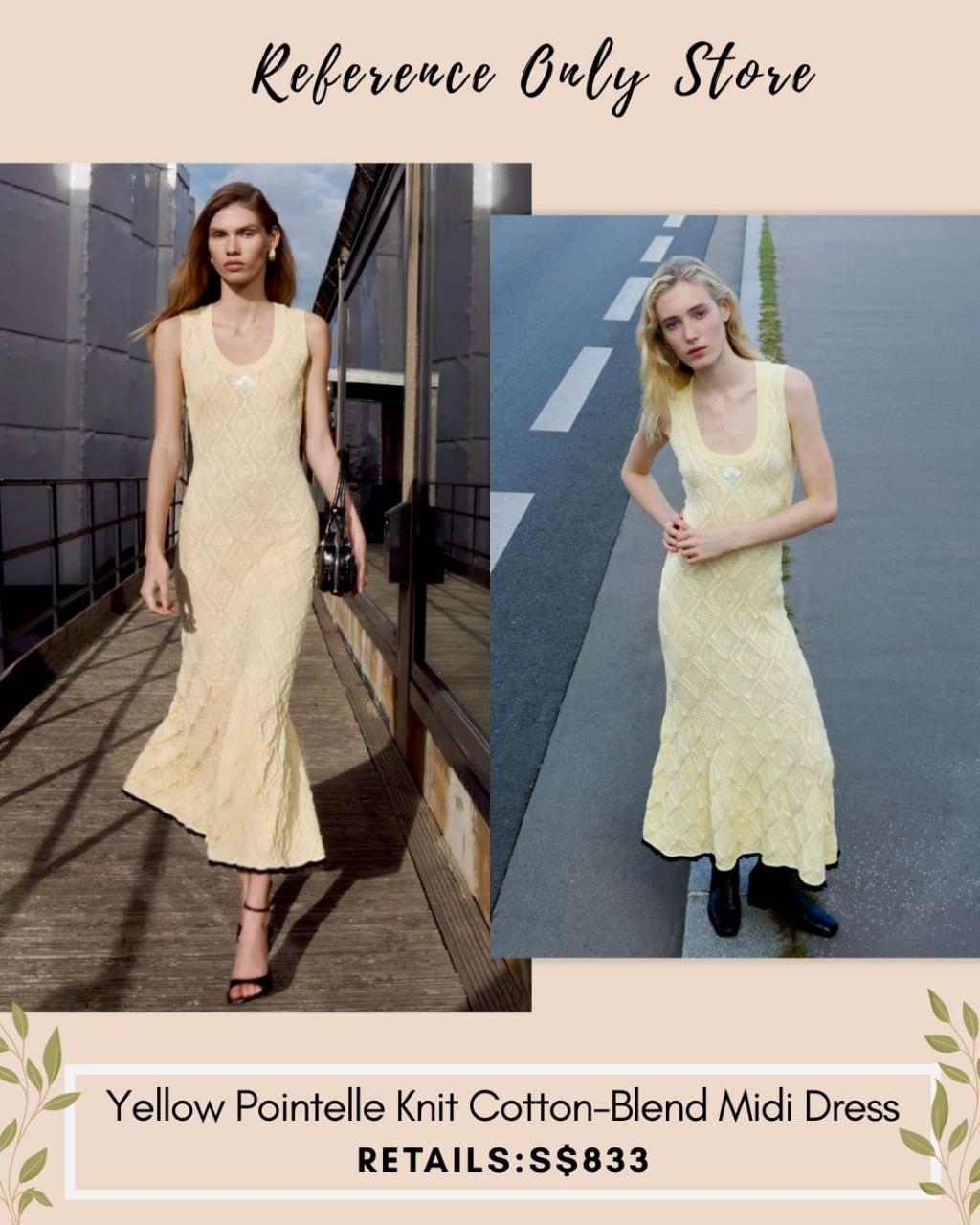 SP Yellow pointelle midi dress