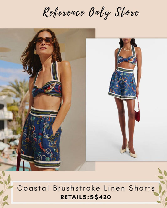 🎁 AM Coastal brushtroke linen shorts