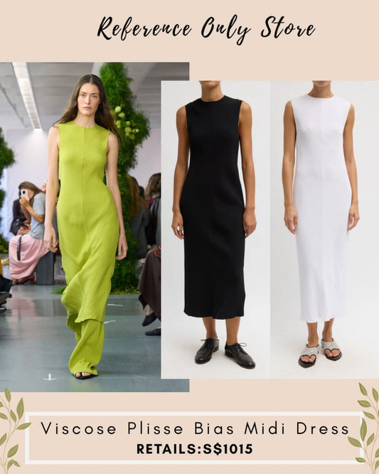 TB Viscose plisse bias midi dress