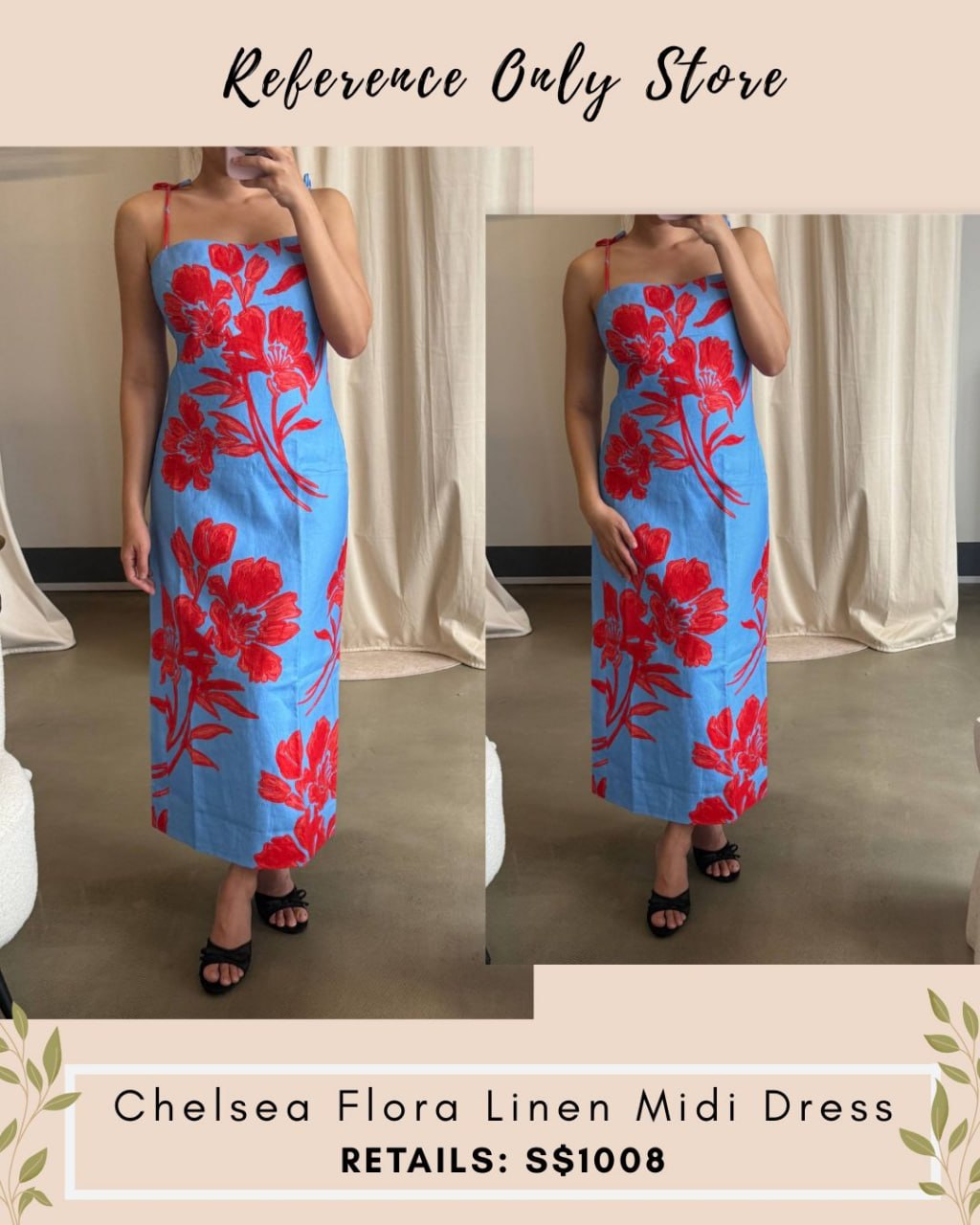 CC Chelsea blue flora linen midi dress