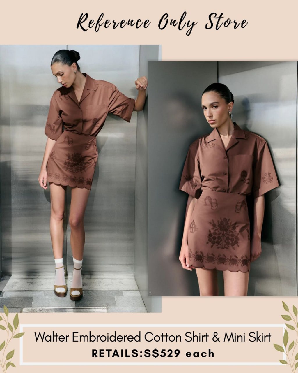 CLE Walter embroidered cotton shirt and mini skirt