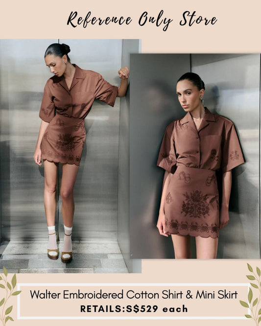 CLE Walter embroidered cotton shirt and mini skirt
