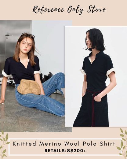 Edi knitted merino wool 2 piece look polo shirt