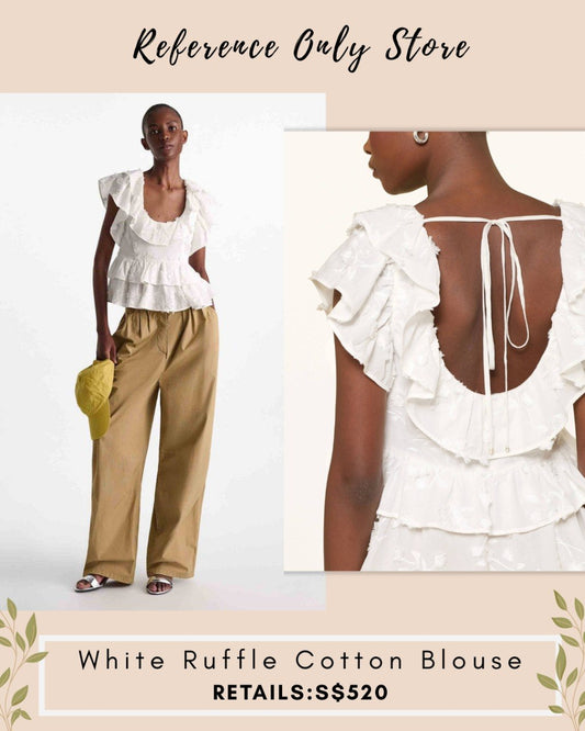 DS White ruffle cotton blouse top