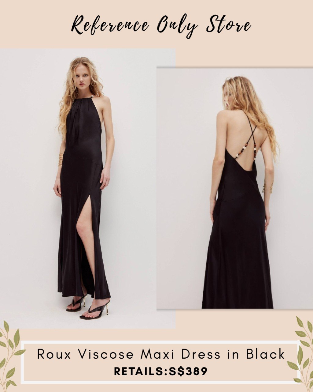 AJ Roux viscose maxi black dress