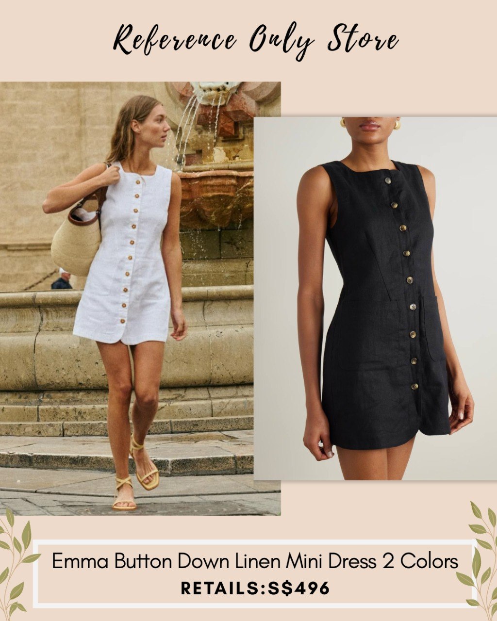 PSS Emma button down linen mini dress