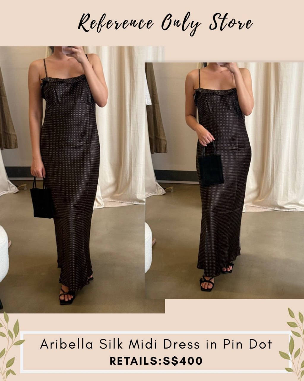 Ref Aribella silk midi dress in pin dot