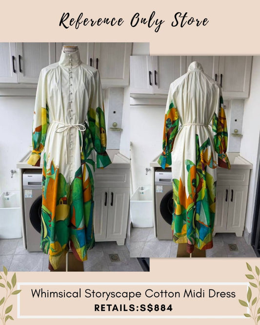AM Whimsical Storyscape cotton midi dress