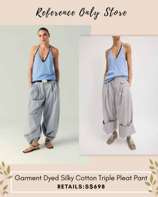 TB Garment dyed Silky cotton triple plea pants