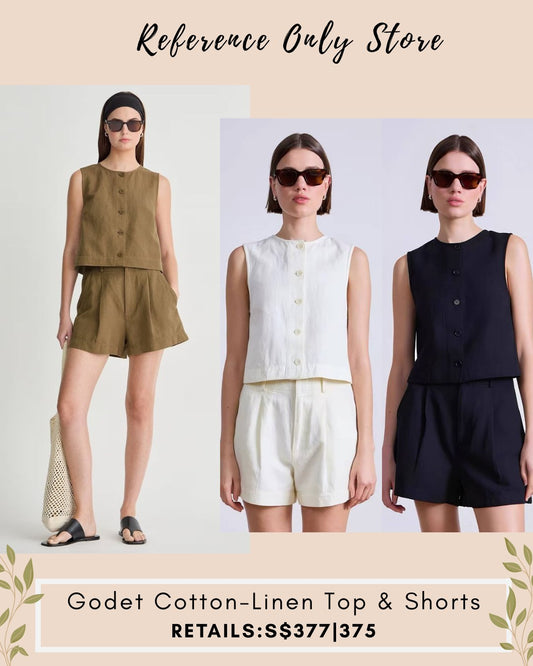 AA Godet cotton linen top and shorts in 3 colors