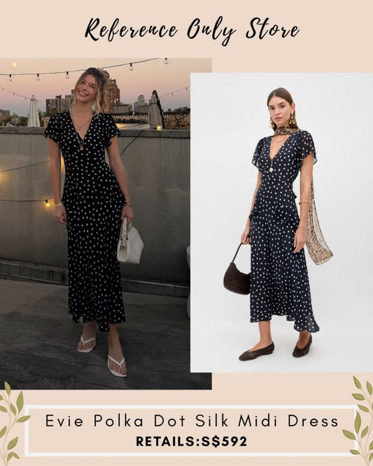RX Evie silk black polka dot midi dress