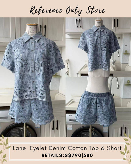 AO Lane eyelet denim cotton top and shorts