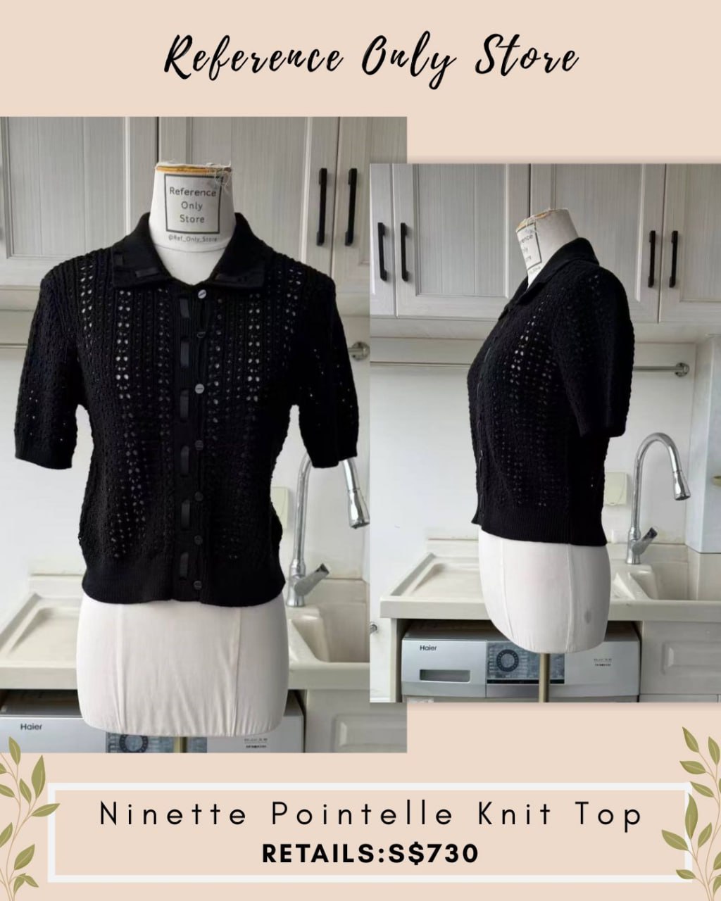 LA Ninette pointelle knit top in black