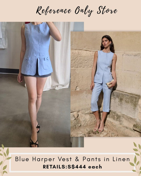 PSS Blue Harper vest and pants in linen