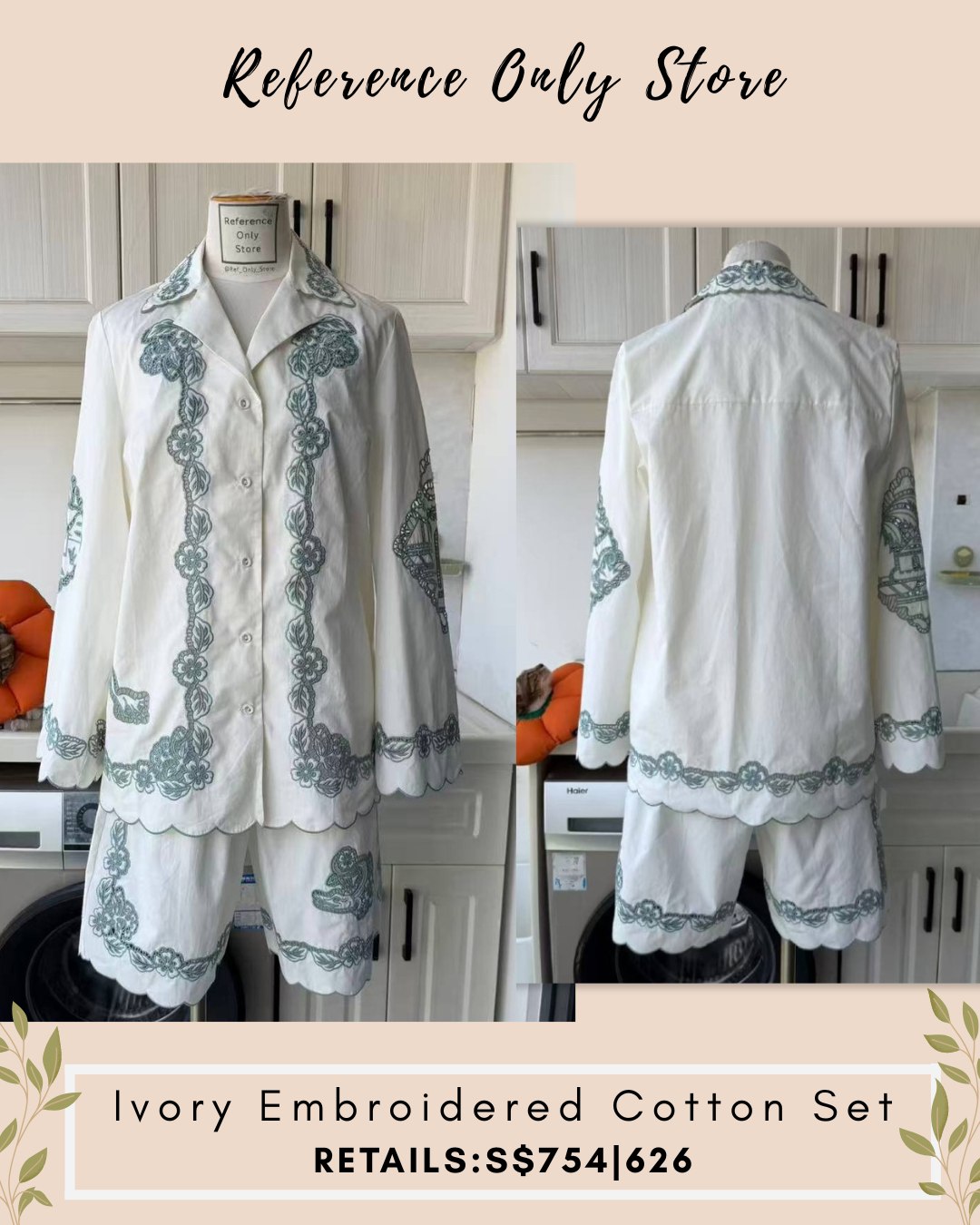 AM White embroidered cotton set