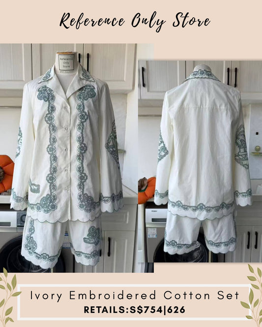 AM White embroidered cotton set