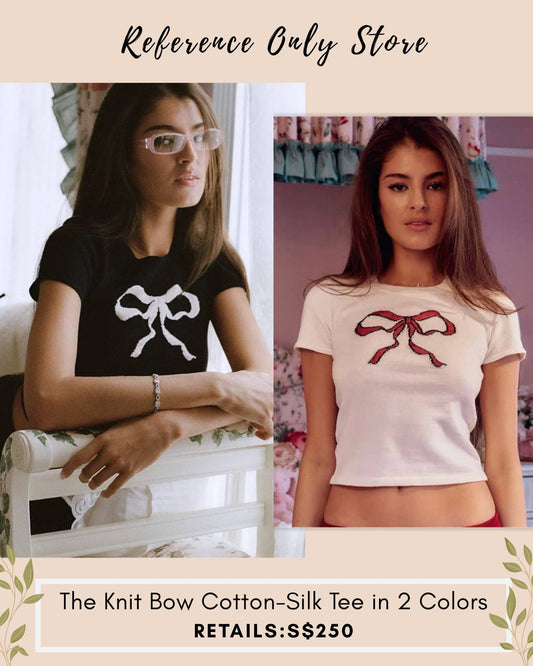 MP knit bow cotton silk tee in 2 colors