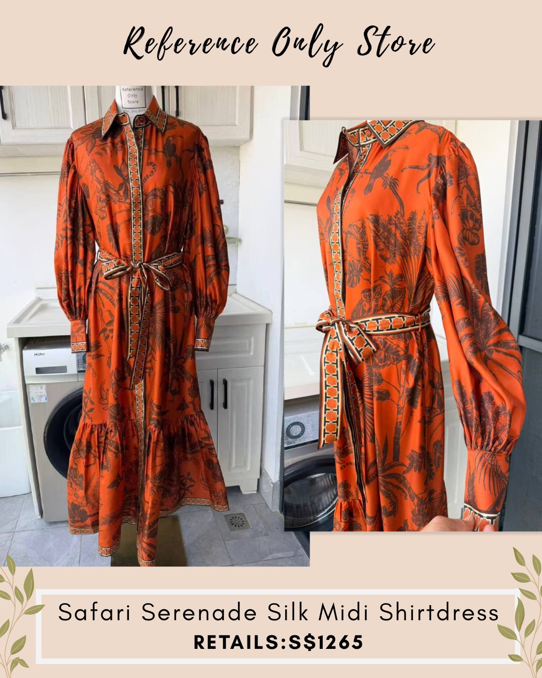 AM Safari serenade silk midi shirt dress