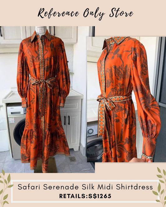 AM Safari serenade silk midi shirt dress