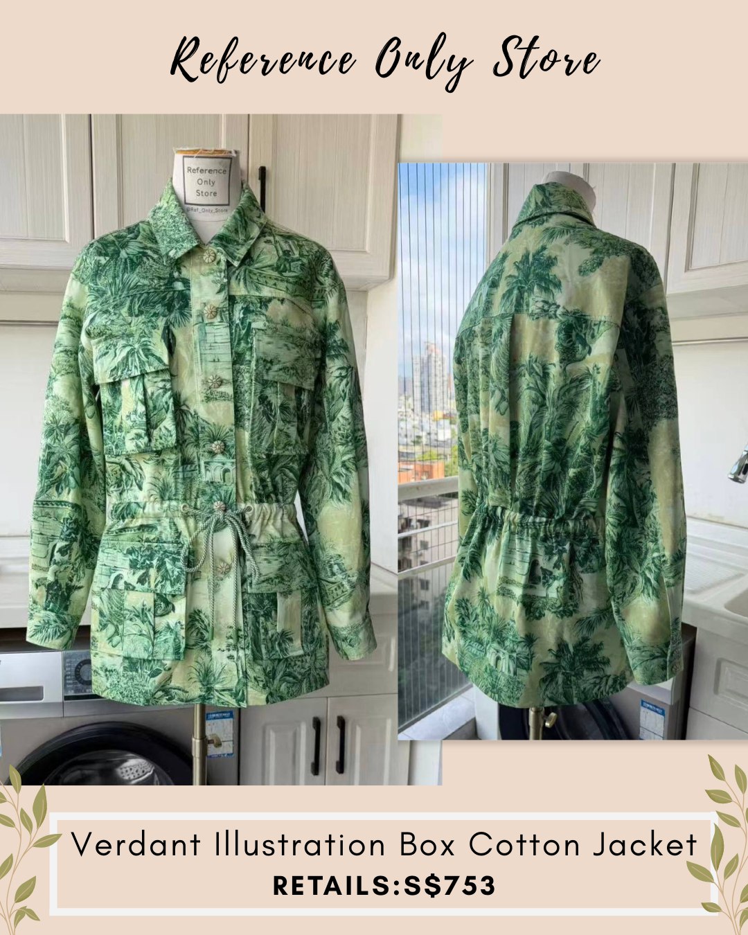 AM verdant illustration box cotton jacket