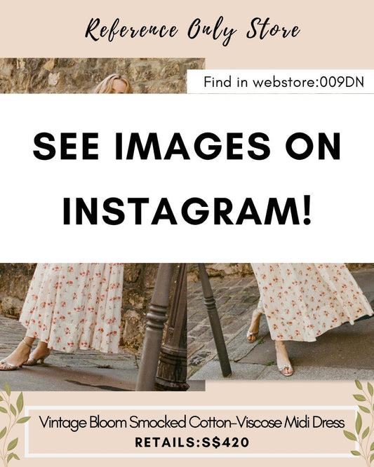 009DN Vintage bloom smocked cotton viscose midi dress