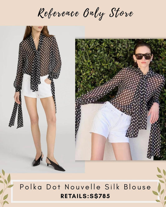 FR Polka dot nouvelle silk blouse