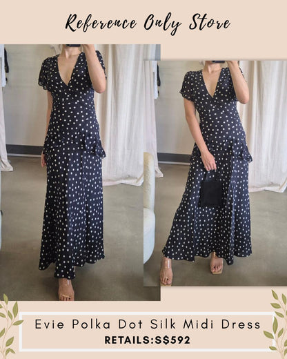 RX Evie silk black polka dot midi dress