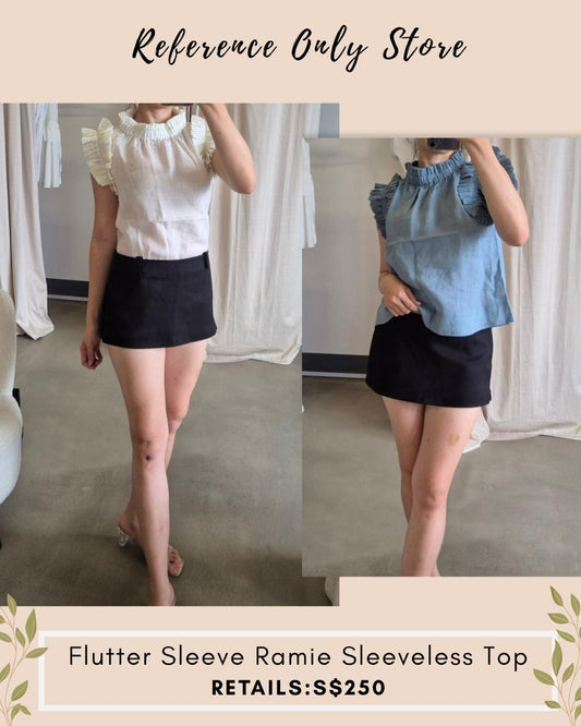 SE Flutter sleeve ramie sleeveless top