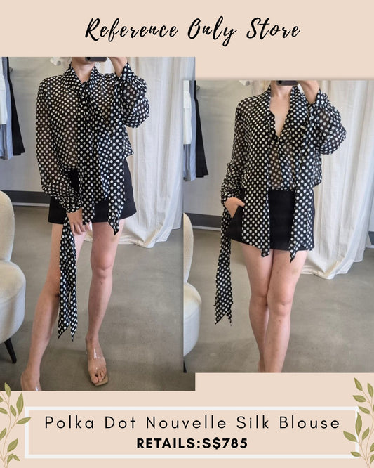FR Polka dot nouvelle silk blouse