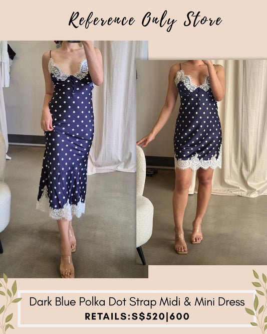 SP Dark Blue polka dot strap midi / mini dress