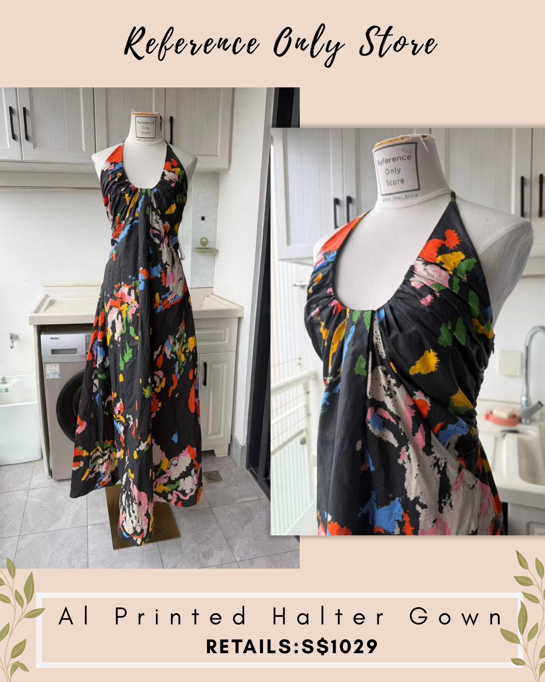 ALC Al printed halter gown