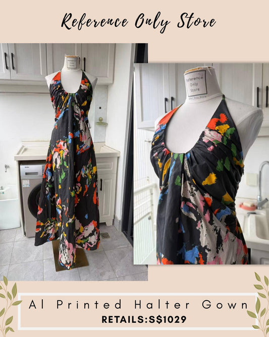 ALC Al printed halter gown dress
