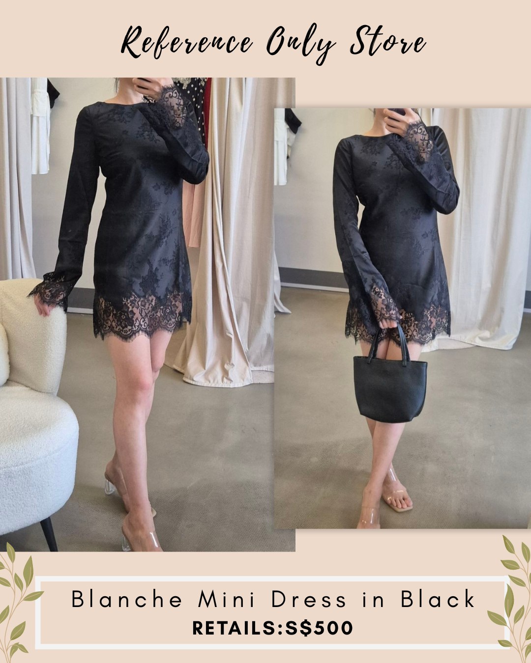 Ref Blanche mini black with lace insert dress